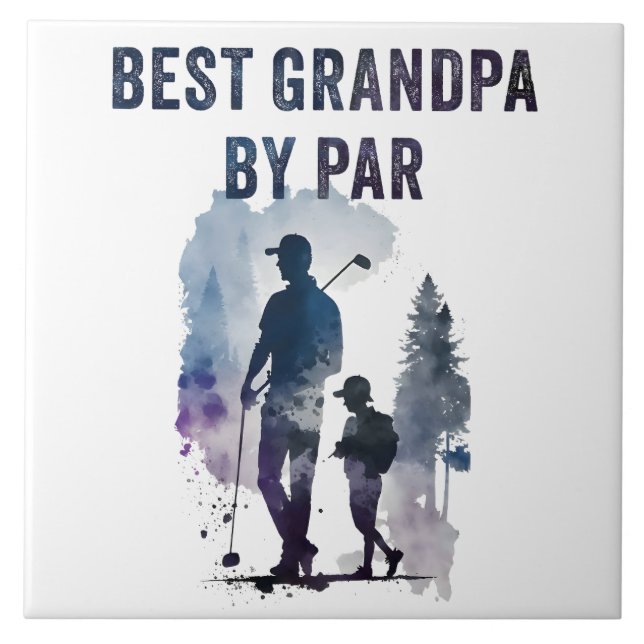 Best Dad By Par – Funny Sarcastic Golf Pun Fathers Tile (Front)