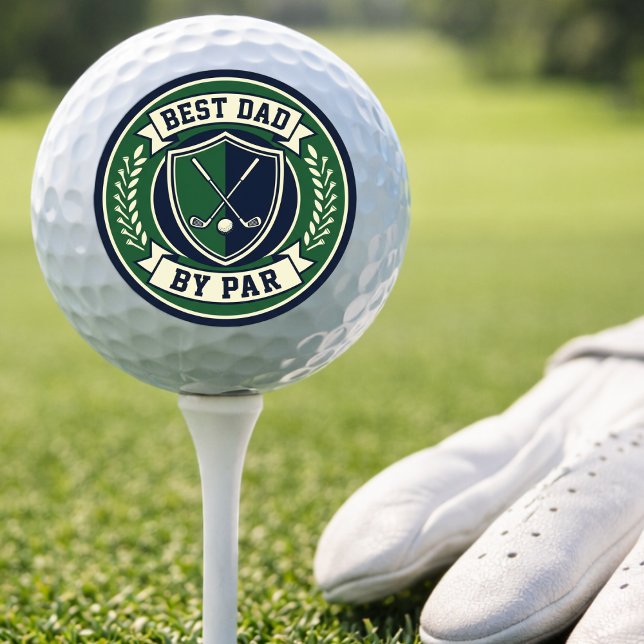 Best Dad by Par Golf Ball Funny Golf Gift for Dad (Golfer Gift For Dad - Best Dad By Par. Elegant log style with golf clubs and golf ball. Golfer theme)