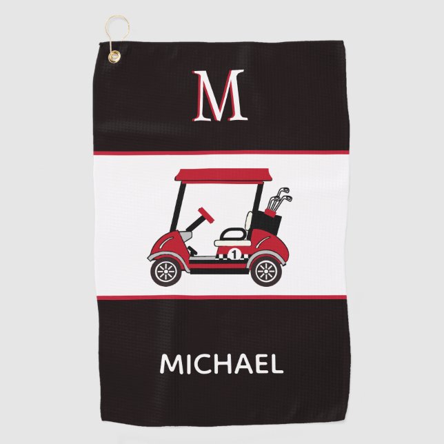 Best Dad by Par Golf Cart Monogram Name   Golf Towel (Front)