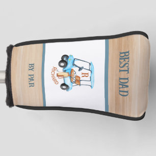 Best Dad by Par Golf Cart Monogram Name Putter   Head Cover