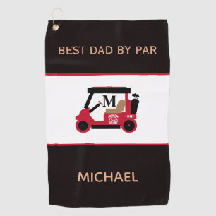 Best Dad by Par Golf Cart Monogram Name  Towel