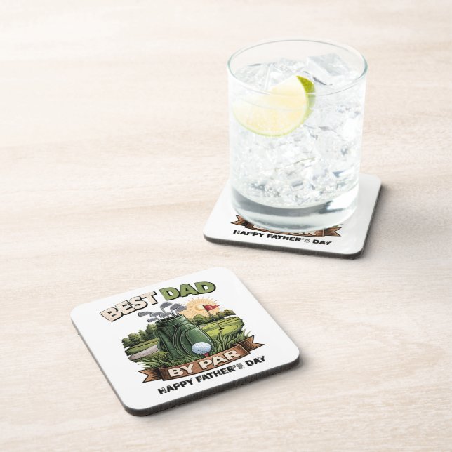 Best Dad By Par Golf Dad Funny Coaster (Right Side)