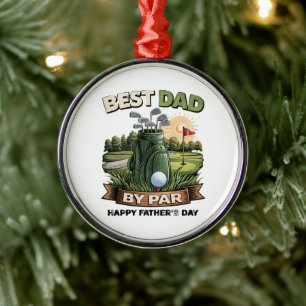 Best Dad By Par Golf Dad Funny Metal Ornament