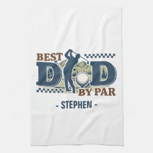 Best Dad By Par – Golf Dad Silhouette Design Kitchen Towel