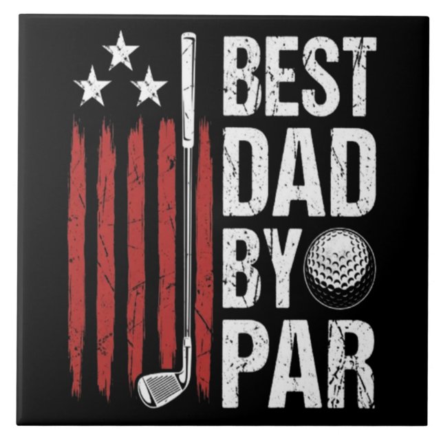 Best Dad By Par Golf Humour Tile (Front)