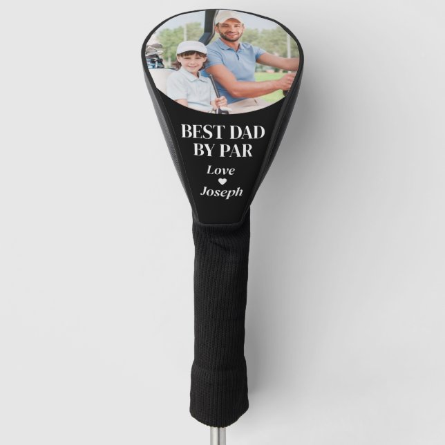 Best Dad By Par Golf Lover Gift Custom Photo Head Cover (Front)