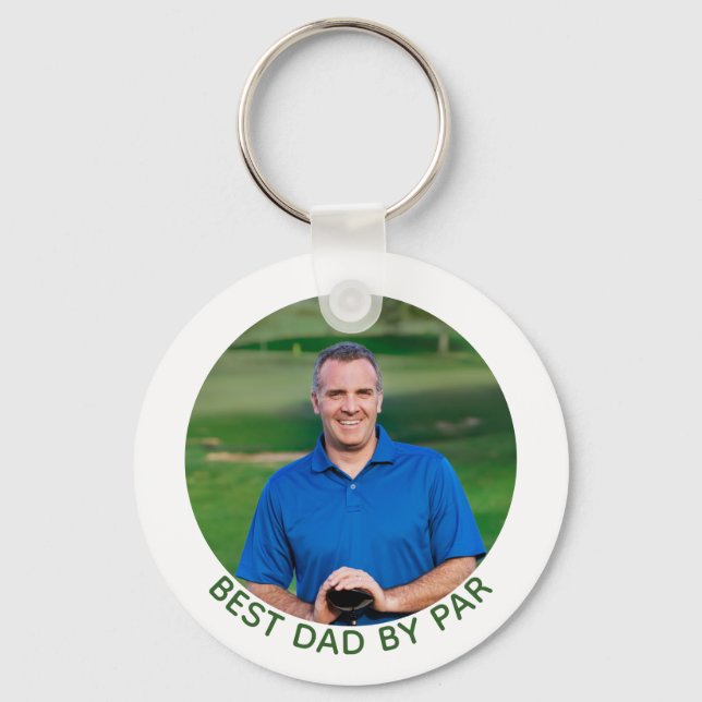 Best Dad By Par Golf Photo  Keychain (Front)