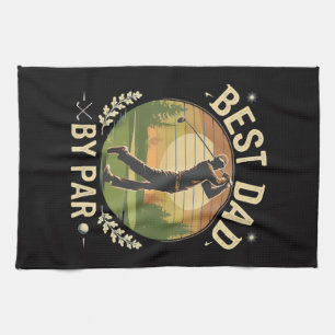 Best Dad By Par Golf Sunset Vintage Kitchen Towel