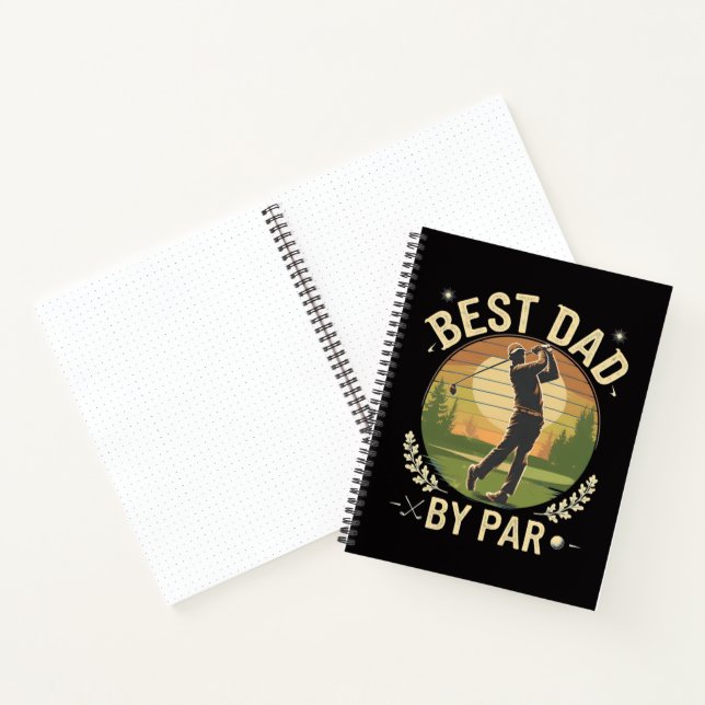 Best Dad By Par Golf Sunset Vintage Notebook (Inside)