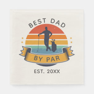 Best Dad By Par Golfing Fathers Day Retro Party Napkin