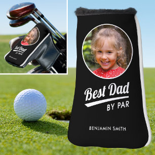 Best Dad By Par Kid's Photo Name Black Putter Golf Head Cover