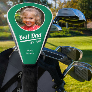 Best Dad By Par Kid's Photo Name Green Golf Head Cover