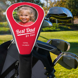 Best Dad By Par Kid's Photo Name Red Golf Head Cover