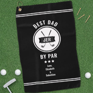 Best Dad By Par Modern Golfer Golf Lover Black Pro Golf Towel