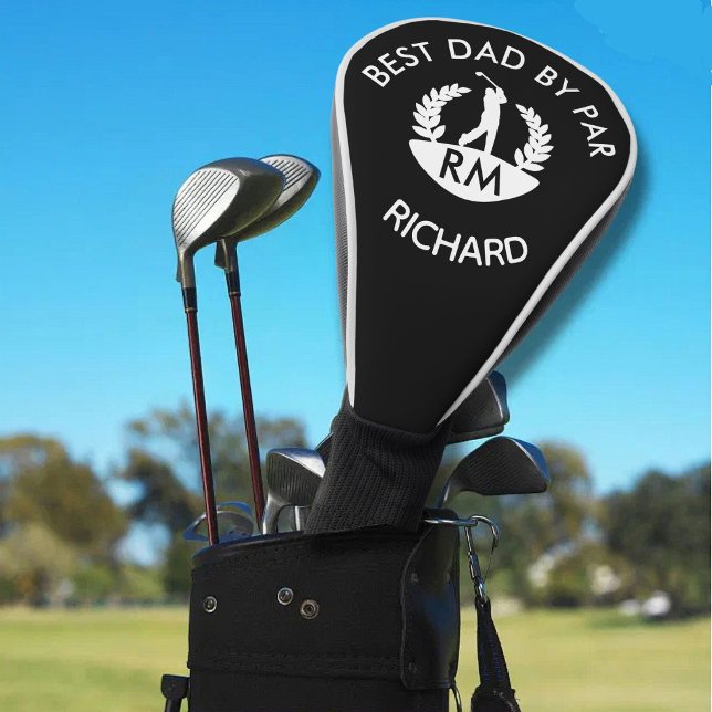 Best Dad by Par Monogram Name Golf Head Cover (Creator Uploaded)