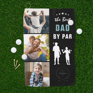 Best Dad By Par Monogram Photo Collage Golf Towel