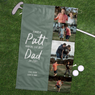 Best Dad By Par multi Photo Golf Fathers Day Golf  Golf Towel
