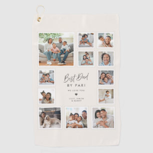 Best Dad By Par Personalized 12 Photo Collage Golf Towel