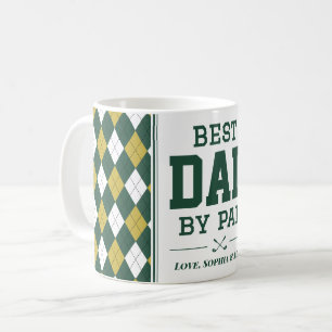 Best Dad by Par – Personalized Green Argyle Golf Coffee Mug