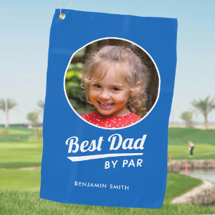 Best Dad By Par Personalized Photo Blue Golf Towel