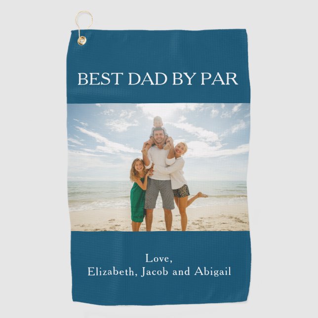 Best Dad By Par Personalized Photo Golf Towel (Front)