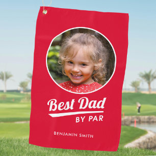 Best Dad By Par Personalized Photo Red White Golf Towel