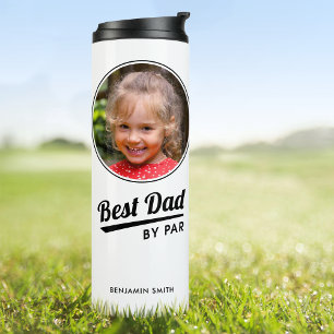 Best Dad By Par Personalized Photo White Golf Thermal Tumbler