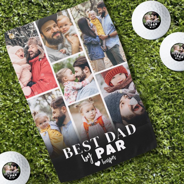 Best Dad By Par Photo Collage Golf Towel (Best Dad By Par Photo Collage Golf Towel)