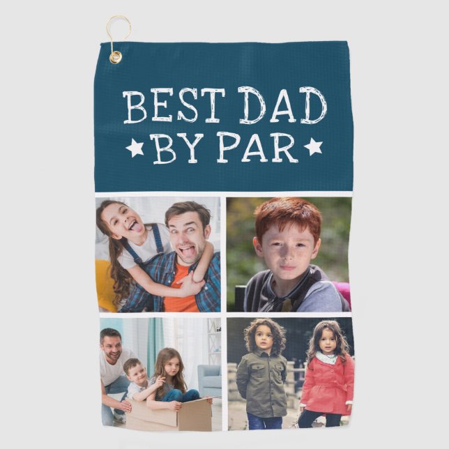 Best Dad By Par Photo Collage Golf Towel (Front)