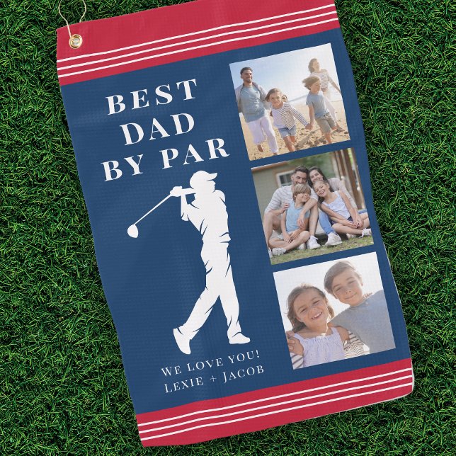Best Dad by Par Photo Father's Day Golf Towel (Creator Uploaded)