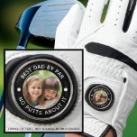 BEST DAD BY PAR Photo Funny Custom Colours Golf Glove<br><div class="desc">For the special golf-enthusiast father, create unique photo golf glove with the editable title BEST DAD BY PAR - NO PUTTS ABOUT IT or personalized with your custom text in your choice of text and background colour combinations (shown in white on black). ASSISTANCE: For help with design modification or personalization,...</div>