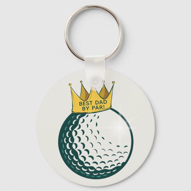 Best Dad By Par Photo Golf Ball Personalized Keychain (Front)
