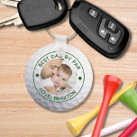 BEST DAD BY PAR Photo Golf Ball Personalized Keychain<br><div class="desc">Create a unique, personalized photo keychain for the golfer father with the editable funny golf saying BEST DAD BY PAR or your title and your custom text in your choice of colours (shown in green) on a golf ball image. The sample is shown on a 2-sided metal keychain--other keychain styles...</div>