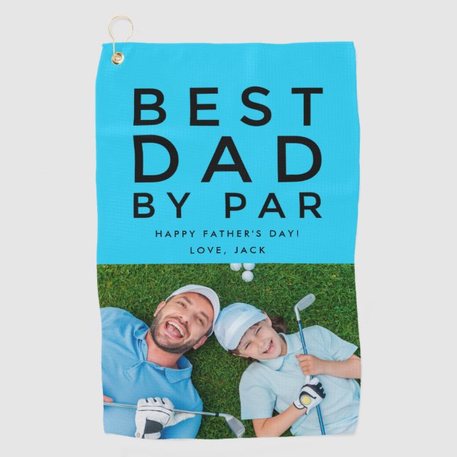 Best Dad By Par Photo Golf Father's Day Gift  Golf Towel (Front)