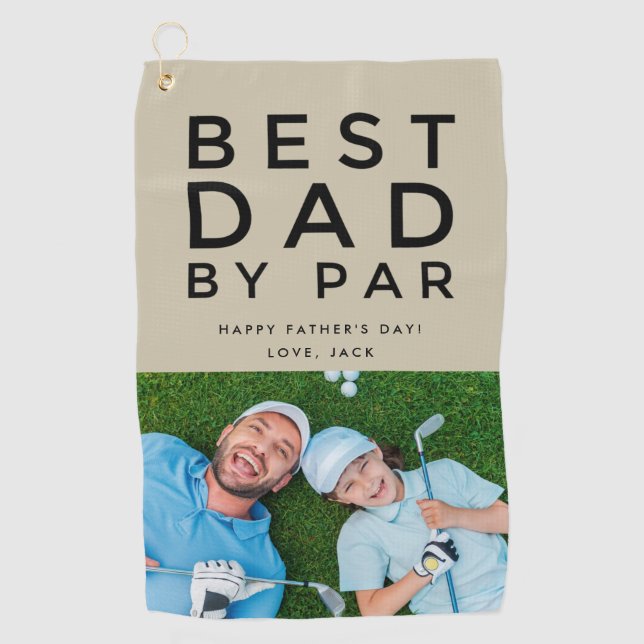 Best Dad By Par Photo Golf Father's Day Gift Towel (Front)
