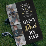 Best Dad By Par Photo Golf Towel<br><div class="desc">Introducing the stylish black & gold dad golf towel, a one-of-a-kind keepsake that is just as personal as it is practical. Featuring adorable photos of the kids, a humourous saying 'best dad by par', and the year he became a father. Further personalization includes his initials, a sweet heart symbol, and...</div>