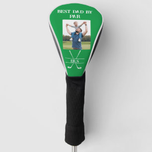 Best Dad by Par Photo Initials Gift for Dad Green  Golf Head Cover