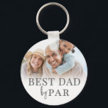 Best Dad By Par Photo Keychain<br><div class="desc">This personalized keychain for a golf loving dad features a clean and classic design with a soft white gradient background. The phrase Best Dad By Par is displayed at the top in a timeless serif font, giving it a heartfelt and meaningful touch. At the bottom, there’s space for a custom...</div>
