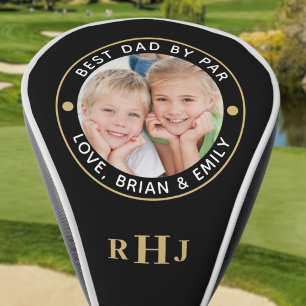 BEST DAD BY PAR Photo Monogram Black Gold Golf Head Cover
