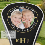 BEST DAD BY PAR Photo Monogram Black Gold Golf Head Cover<br><div class="desc">For the special golfer father, create a photo golf head cover with the suggested editable title BEST DAD BY PAR and personalized with a photo, your custom text beneath and his monogram in black and gold. CHANGES: Change the text font style, colour, size and placement in EDIT. ASSISTANCE: For help...</div>