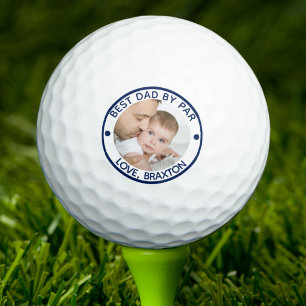 BEST DAD BY PAR Photo Personalized Blue Golf Balls