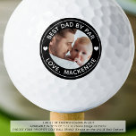 BEST DAD BY PAR Photo Personalized Custom Colour Golf Balls<br><div class="desc">Create a unique, personalized photo golf ball for the golfer Dad with the editable funny title BEST DAD BY PAR and your custom text in white against an editable black background colour. The sample is shown in black with white text. CHANGES: Change the black background colour or text colour by...</div>