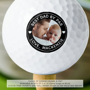 BEST DAD BY PAR Photo Personalized Custom Colour Golf Balls