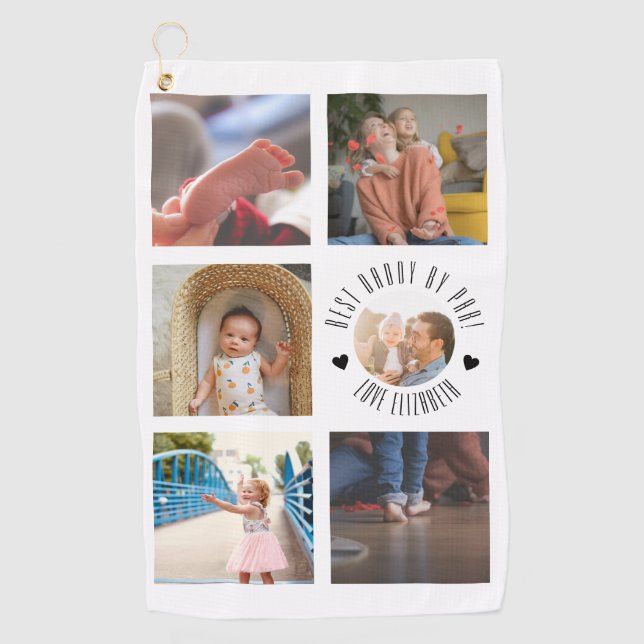 BEST dad BY PAR Photo Personalized father's day Golf Towel (Front)