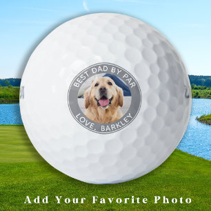 Best Dad By Par Photo Pet Dog Grey Personalized Golf Balls