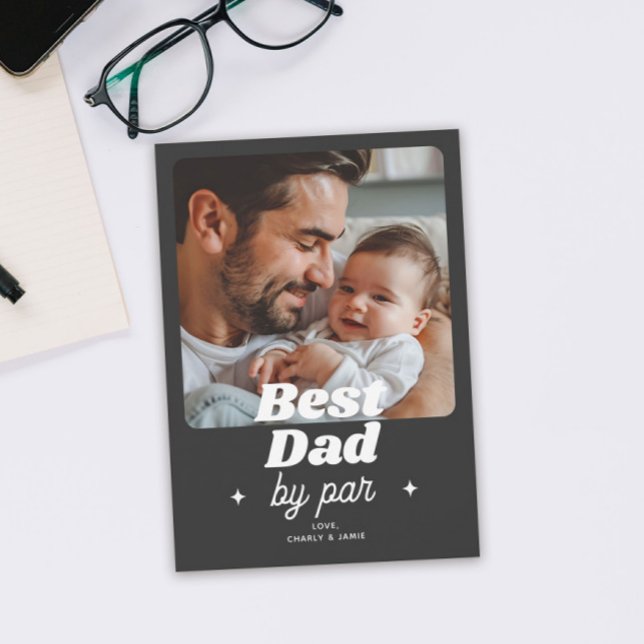Best Dad By Par Retro Cool Photo Father's Day Card (Creator Uploaded)