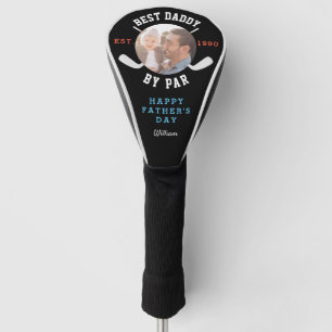 Best Dad By Par Retro Father's Day Black Monogram Golf Head Cover
