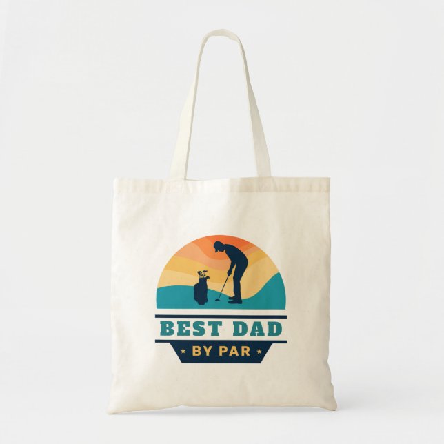 Best Dad By Par Retro Fathers Day Golf Lover Tote Bag (Front)