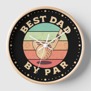 Best Dad By Par Vintage Golf Lover Dad Gift Clock