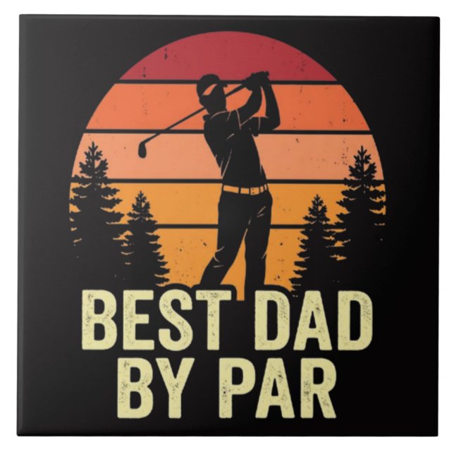 Best Dad By Par Vintage Golf Tile (Front)